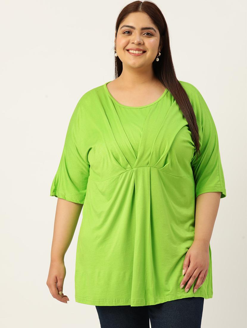 women plus size solid round neck top - 19874953 -  Zoom Image - 0