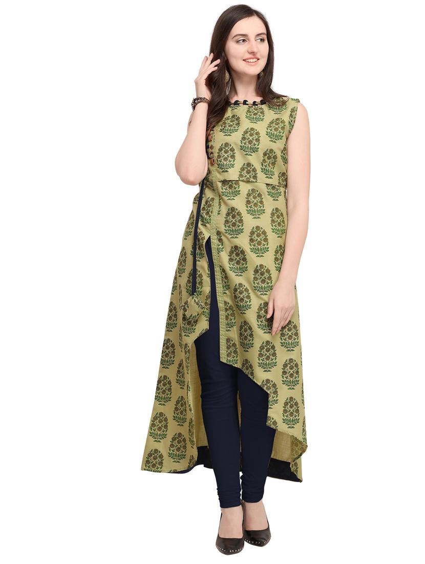 florals printed side slit kurta - 19875256 - Standard Image - 1