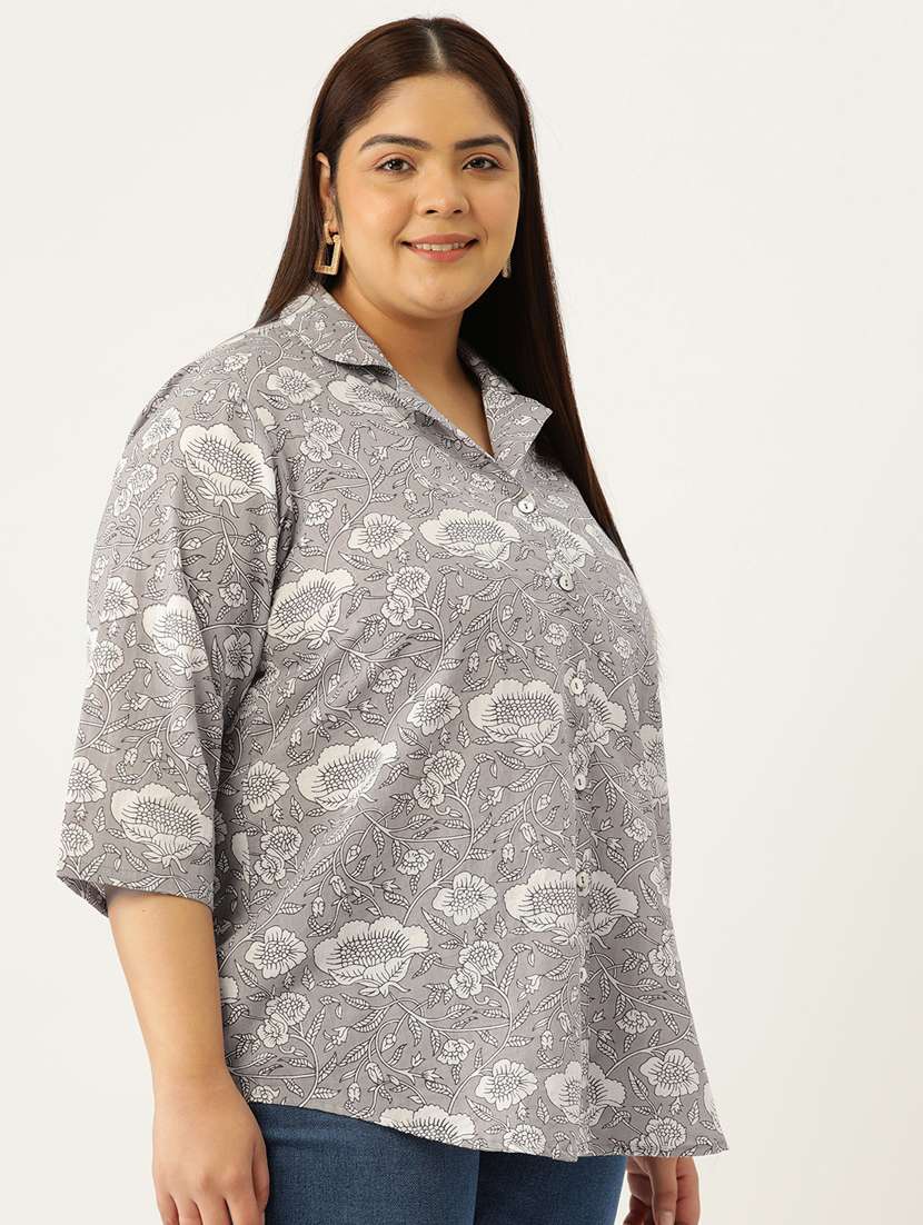 women printed cotton plus size shirt - 19875850 -  Standard Image - 1