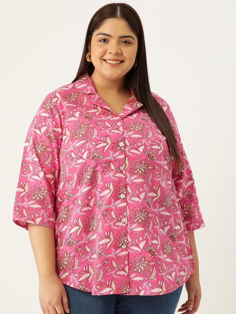 women printed cotton plus size shirt - 19875851 - Zoom Image - 0