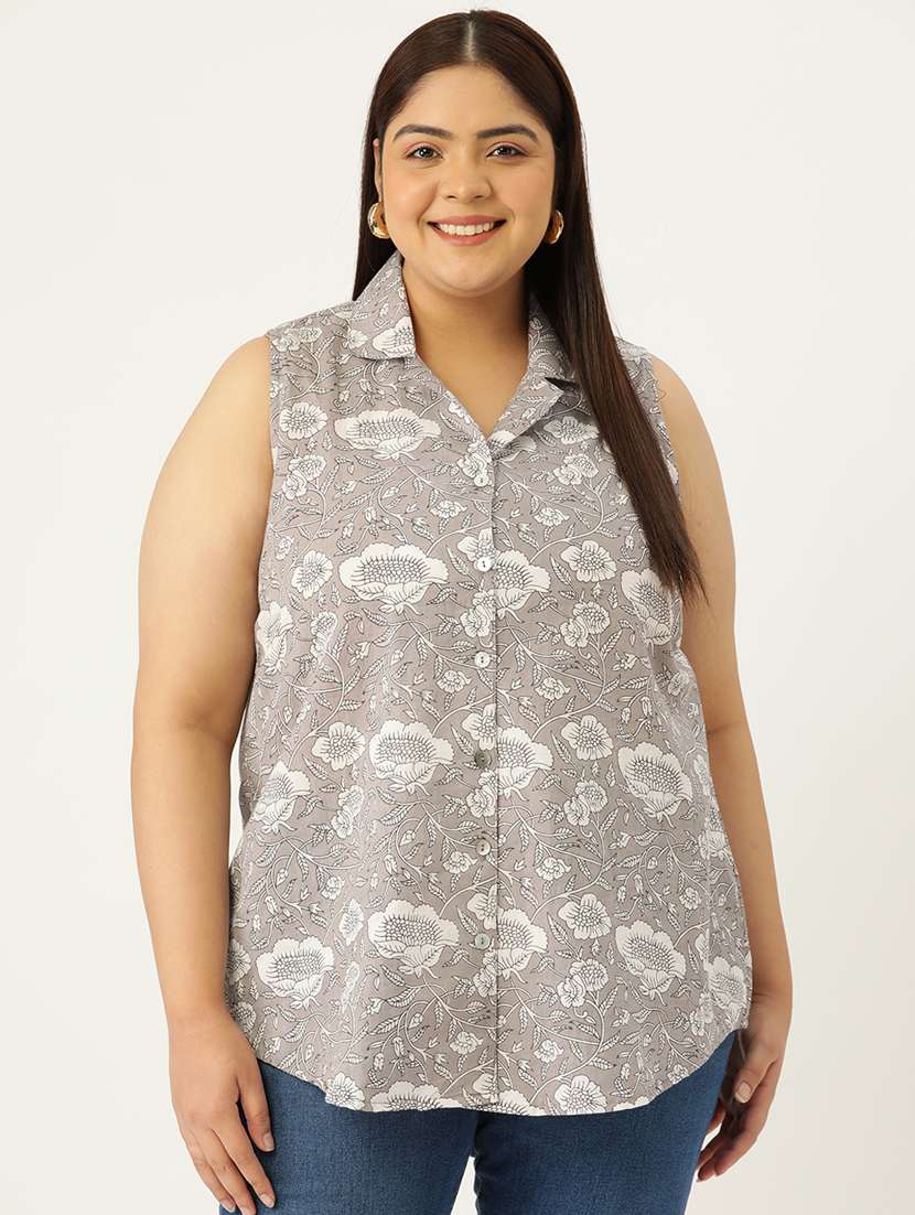 women printed cotton plus size shirt - 19875854 - Zoom Image - 0