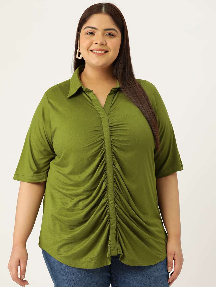 women's straight collared top