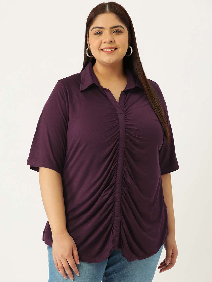 women's straight collared top