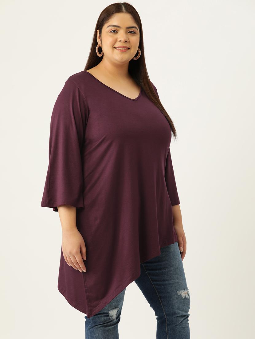 women's asymmetric v neck top - 19876350 - Standard Image - 1