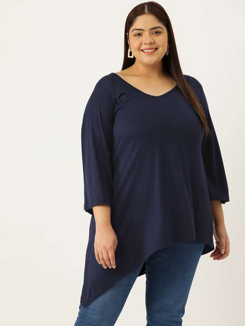 women's high-low v neck top - 19876353 -  Standard Image - 0