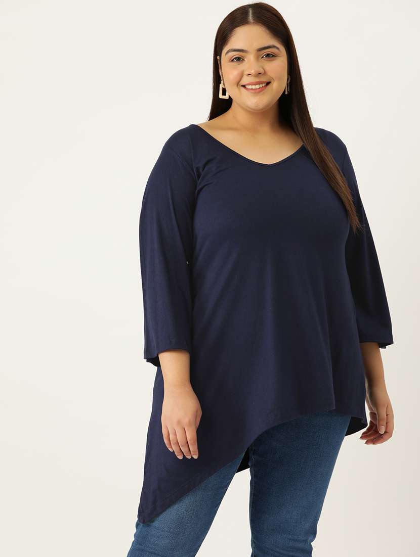 women's high-low v neck top