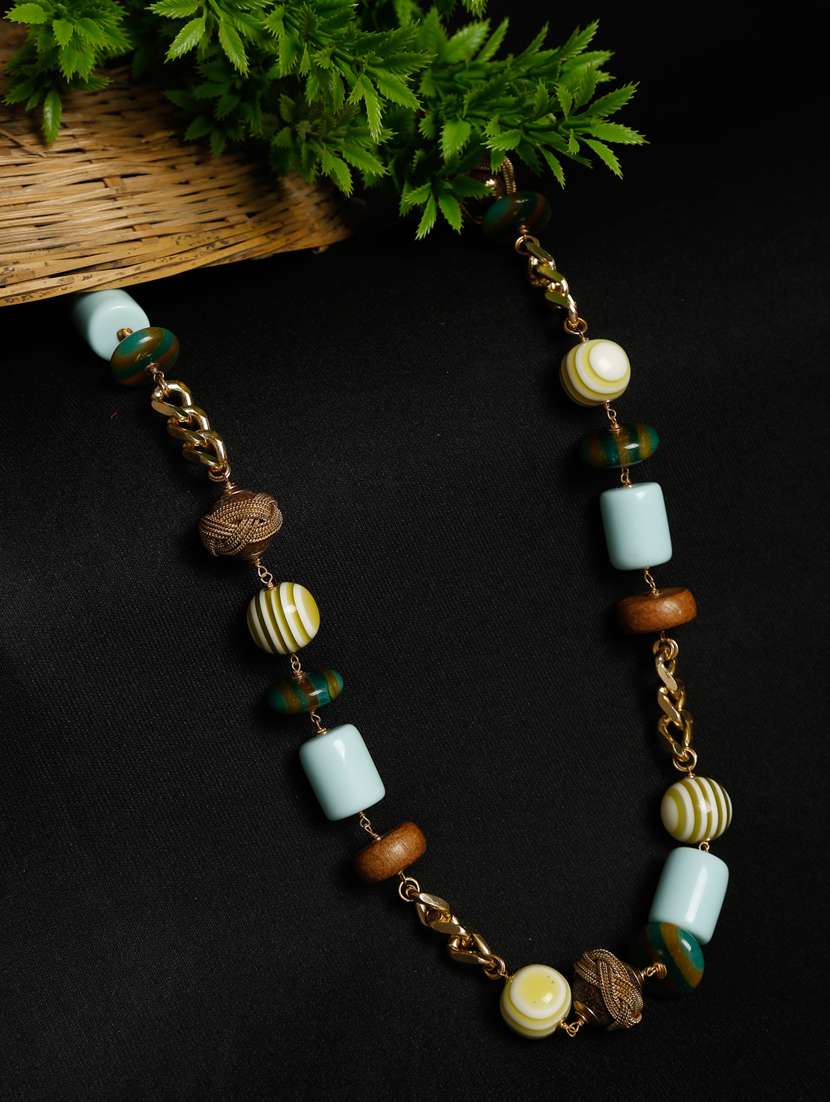 multi colored metal long necklace