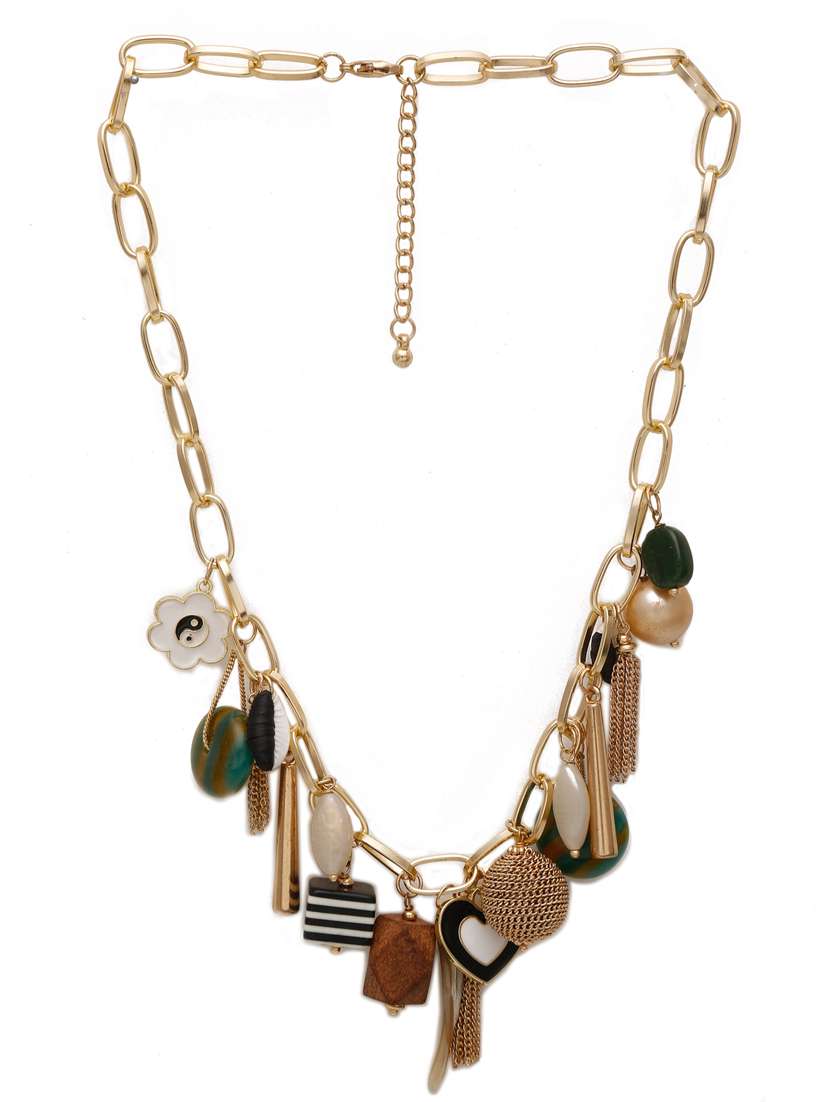 Multi Colored Metal Short Necklace