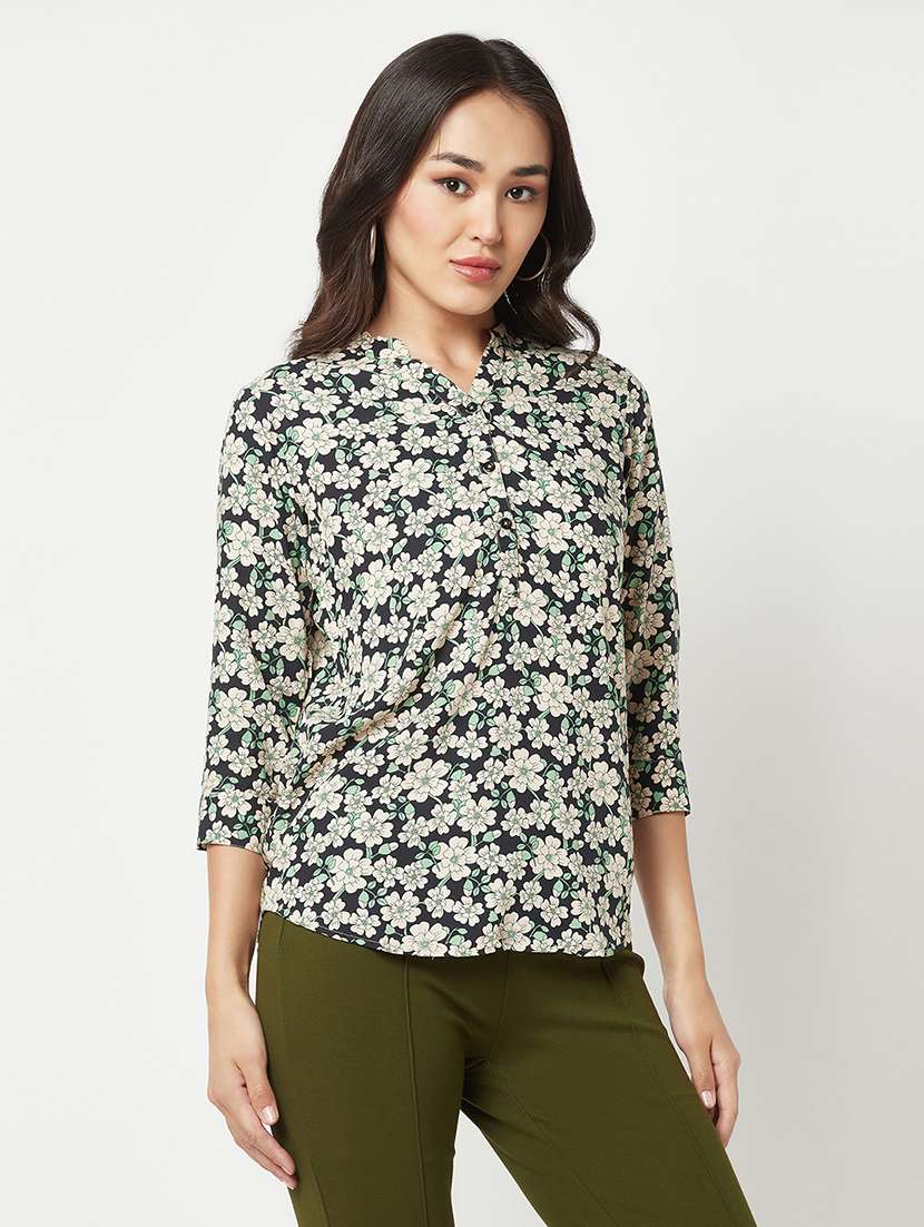 women's straight mandarin neck top - 19878265 -  Standard Image - 1