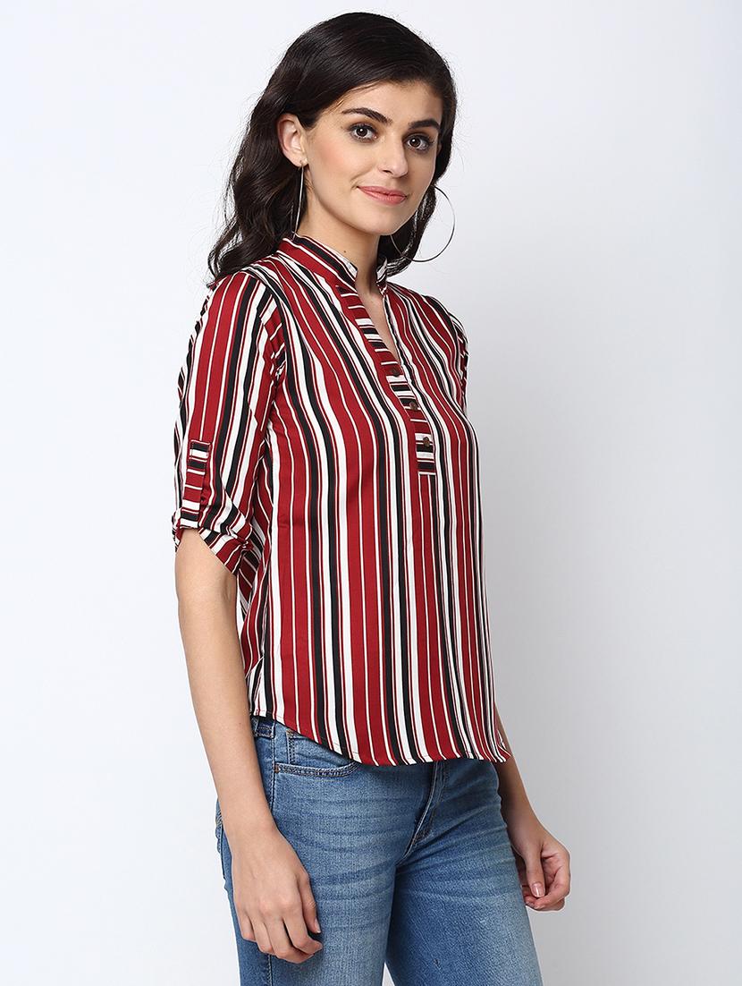 women's straight mandarin neck top - 19878392 -  Standard Image - 1