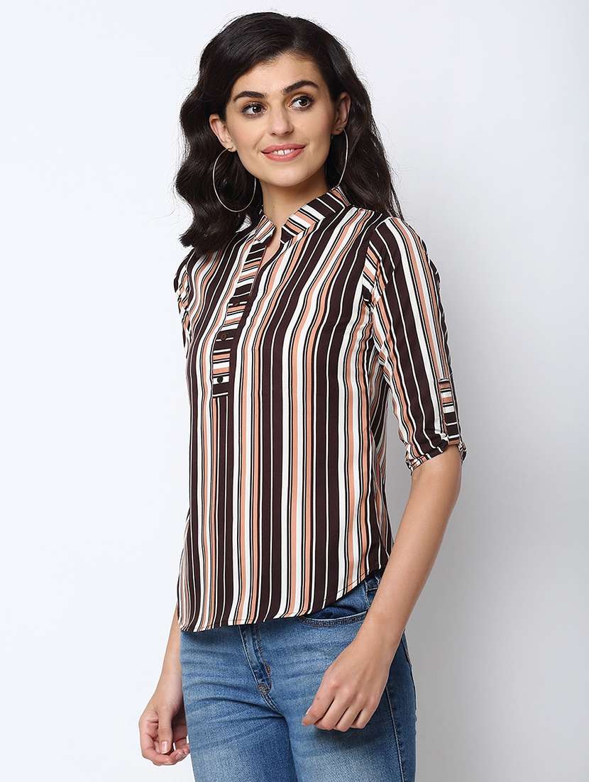 women's straight mandarin neck top - 19878394 -  Standard Image - 1