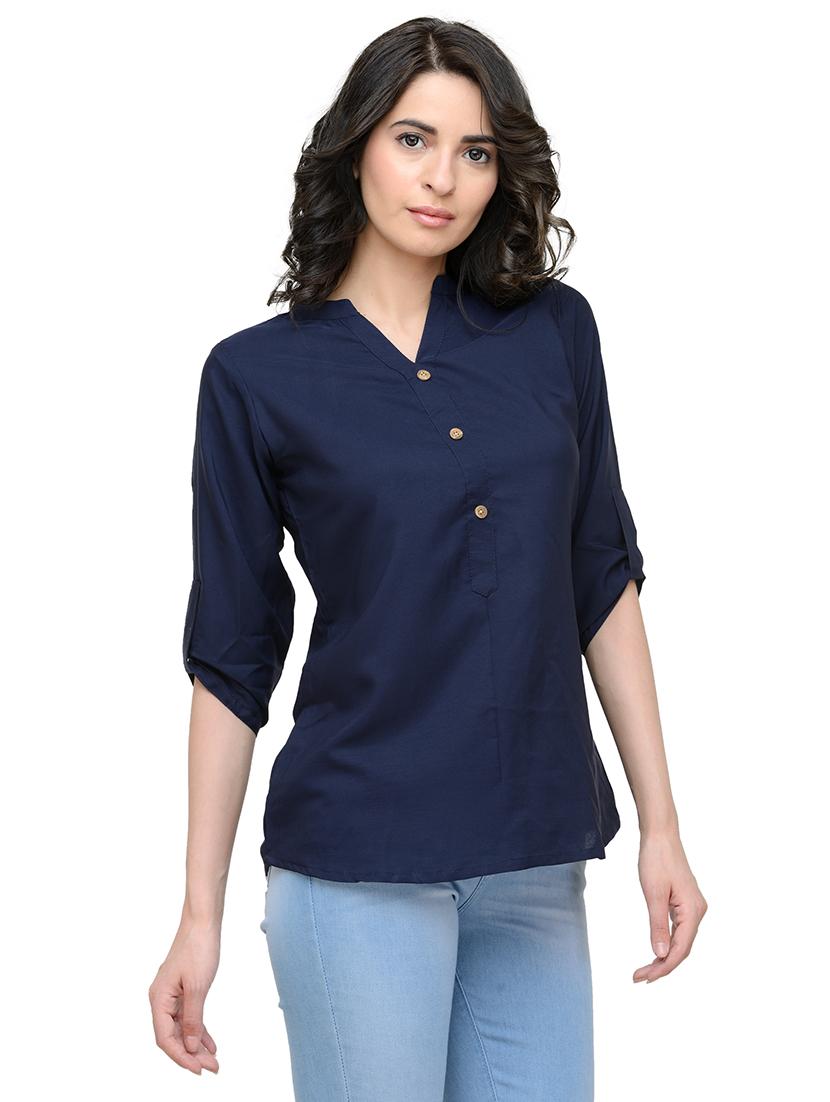 women's straight mandarin neck top - 19878407 -  Standard Image - 1
