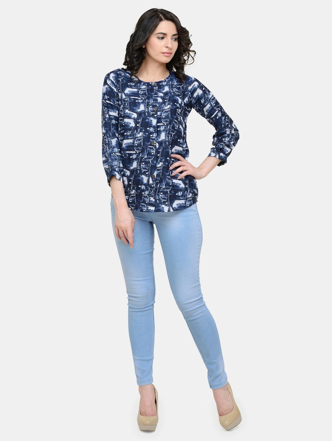 women's straight round neck top - 19878410 - Standard Image - 4