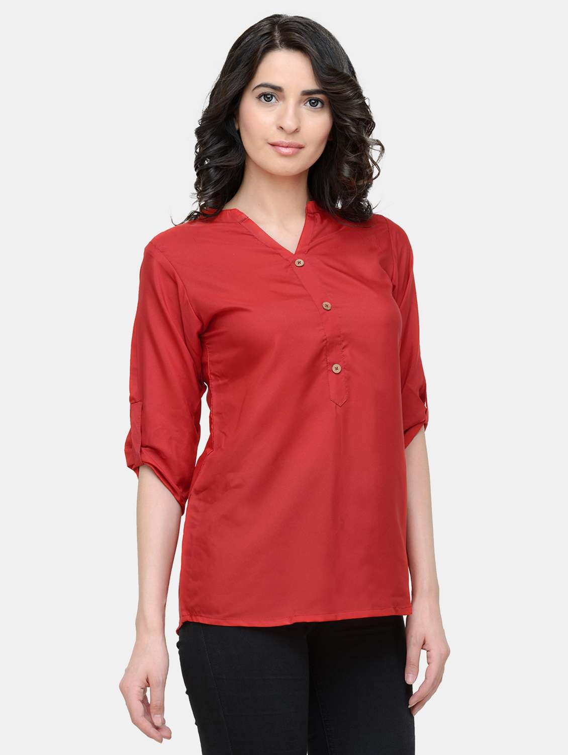 women's straight mandarin neck top - 19878412 -  Standard Image - 1
