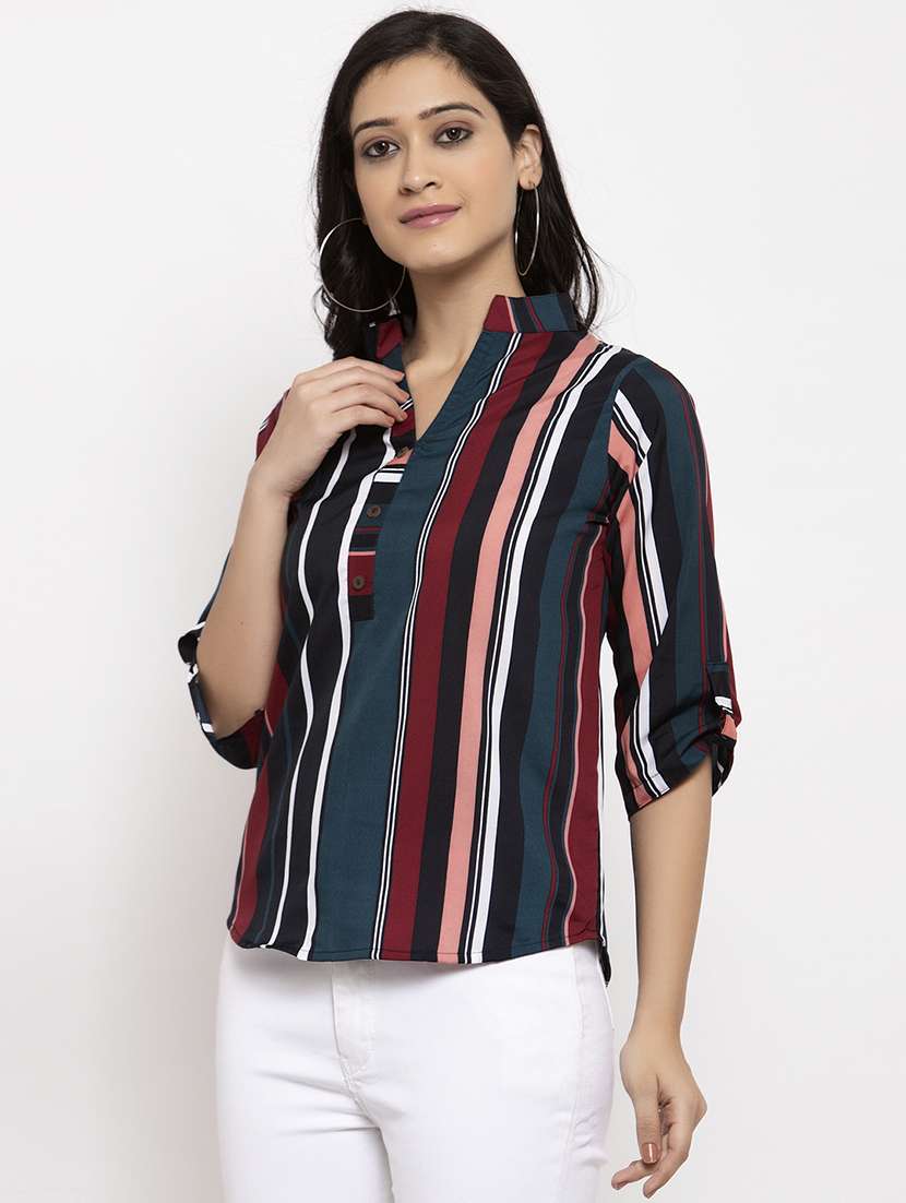 women's straight mandarin neck top - 19878414 -  Standard Image - 1