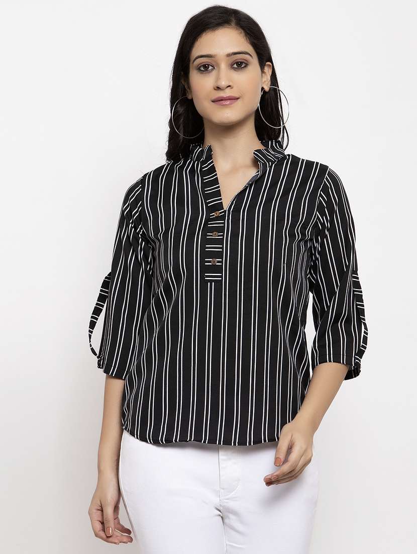 women's straight mandarin neck top