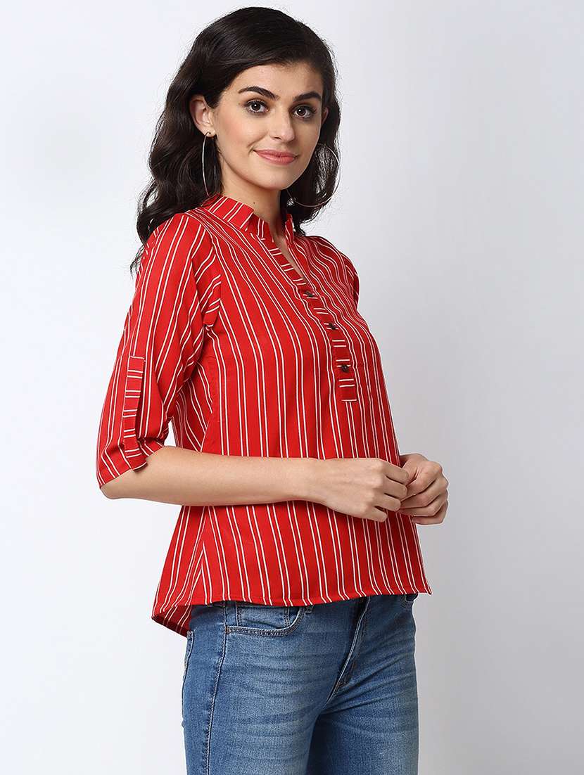 women's straight mandarin neck top - 19878422 -  Standard Image - 1