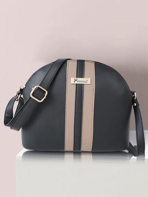 black leatherette (pu) sling bag - 19878816 -  Standard Image - 0