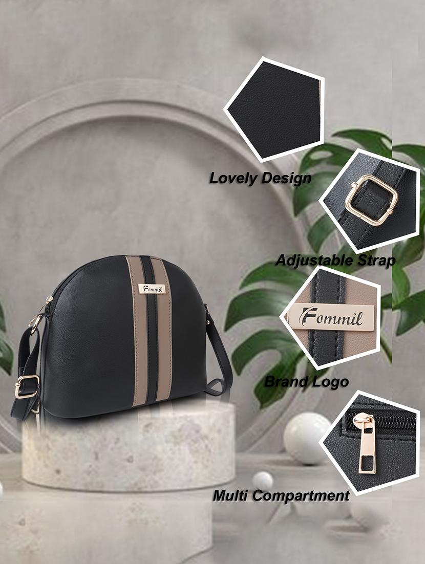 black leatherette (pu) sling bag - 19878816 -  Standard Image - 1