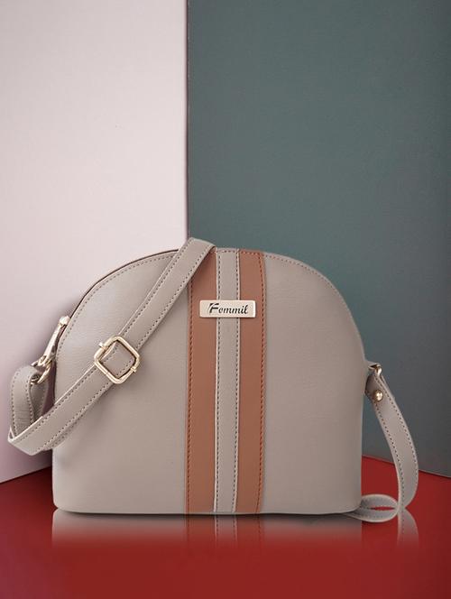 beige leatherette (pu) sling bag - 19878817 -  Standard Image - 0