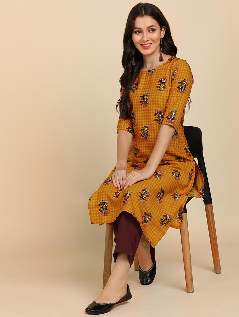 round neck printed kurta pant set - 19881969 - Standard Image - 1