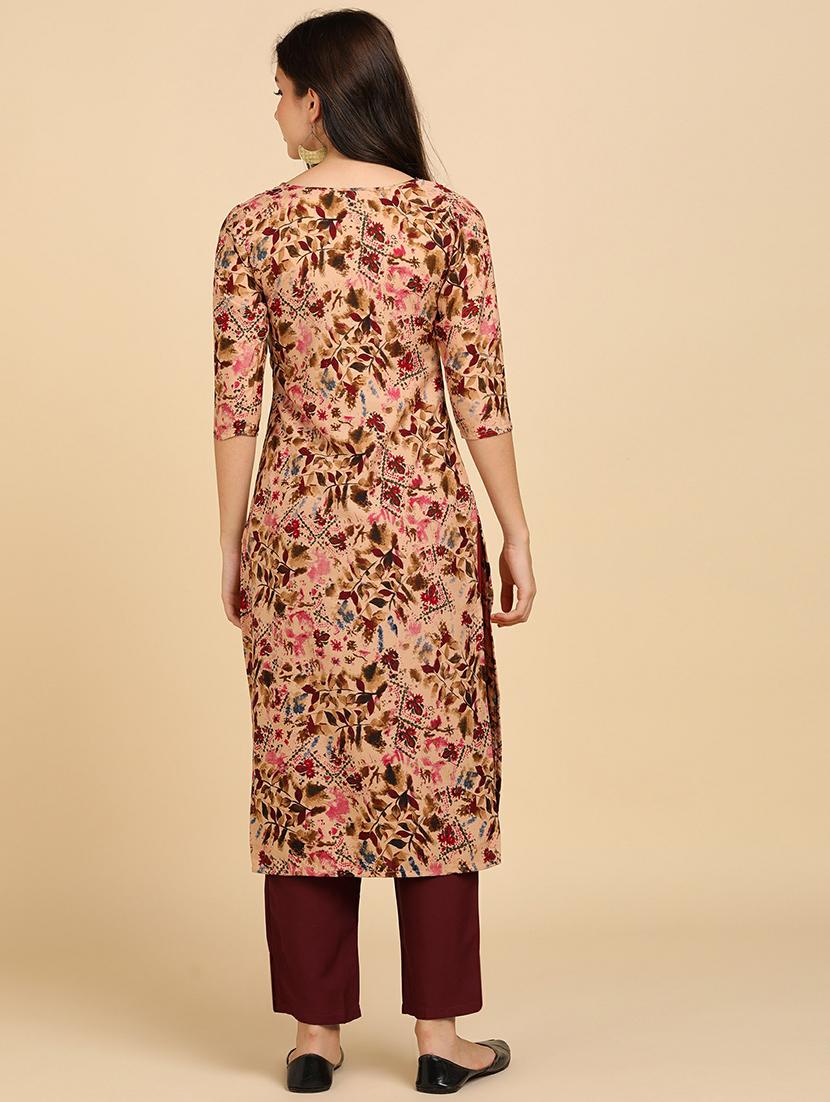 round neck printed kurta pant set - 19882011 - Standard Image - 4