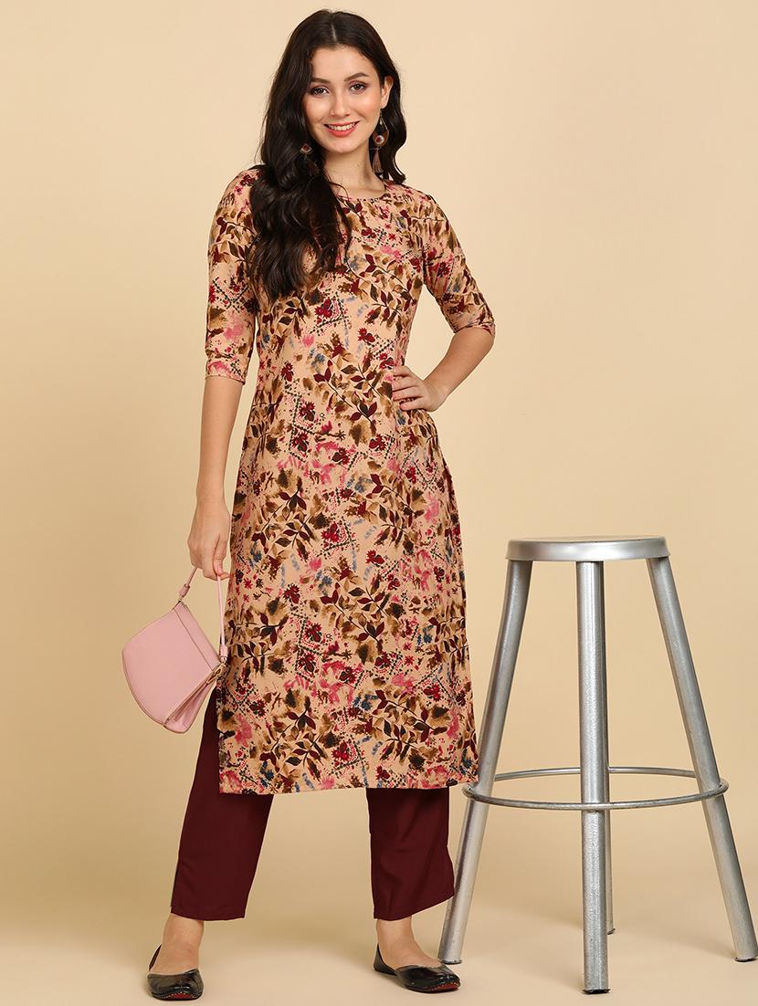 round neck printed kurta pant set - 19882012 -  Standard Image - 1