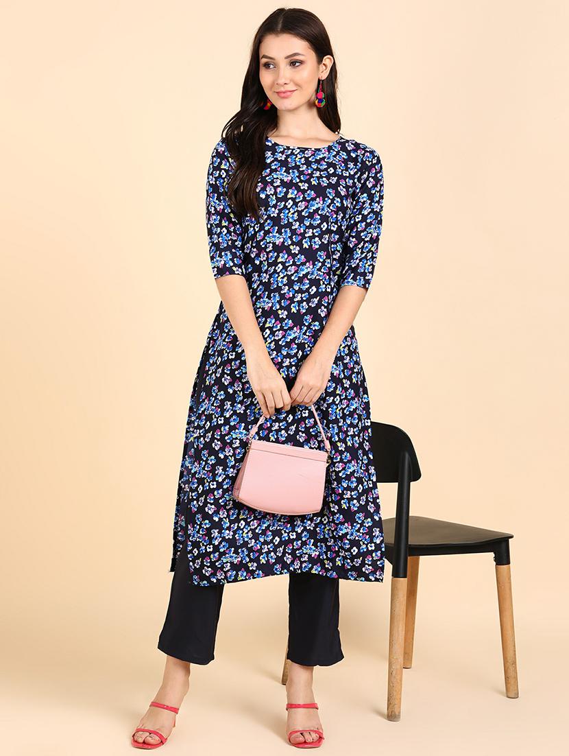 round neck printed kurta pant set - 19882020 -  Standard Image - 1