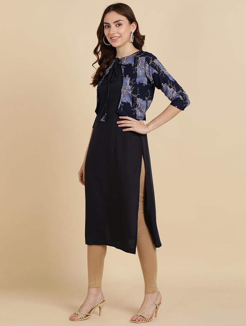 round neck printed kurta jacket set - 19882113 - Standard Image - 1