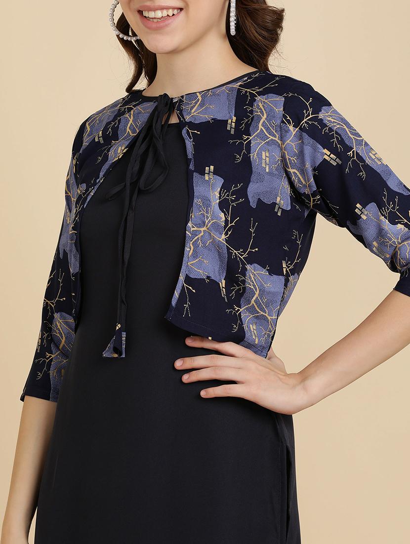 round neck printed kurta jacket set - 19882113 - Standard Image - 4