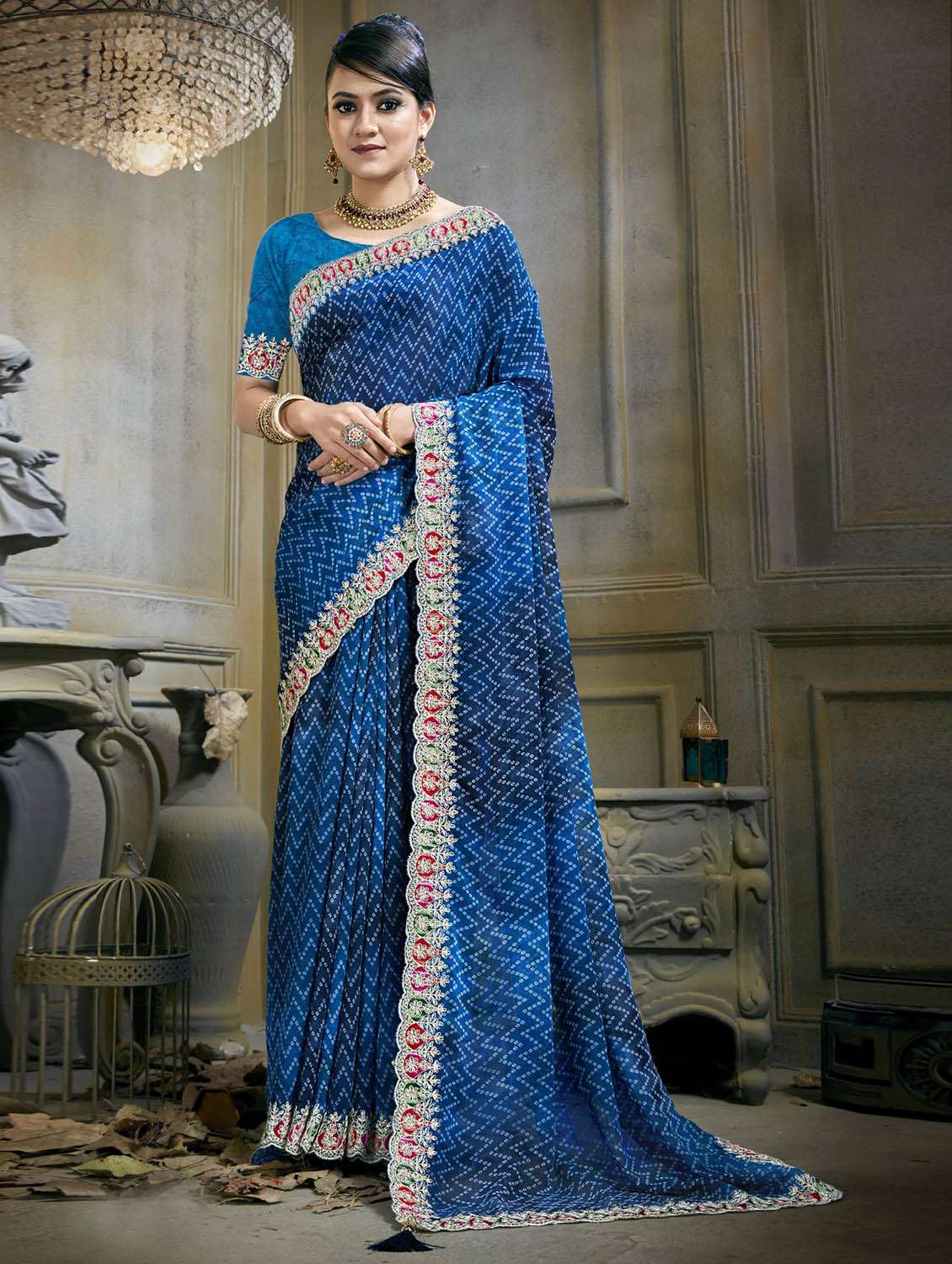 embroidered border woven saree with blouse