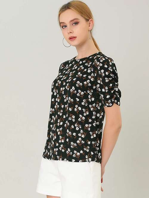 women's straight round neck top - 19882956 - Standard Image - 0