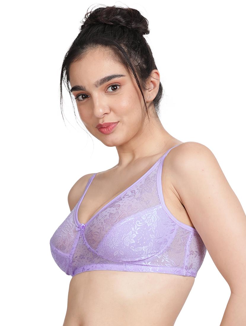 purple cotton blend tshirt bra - 19883190 -  Standard Image - 1