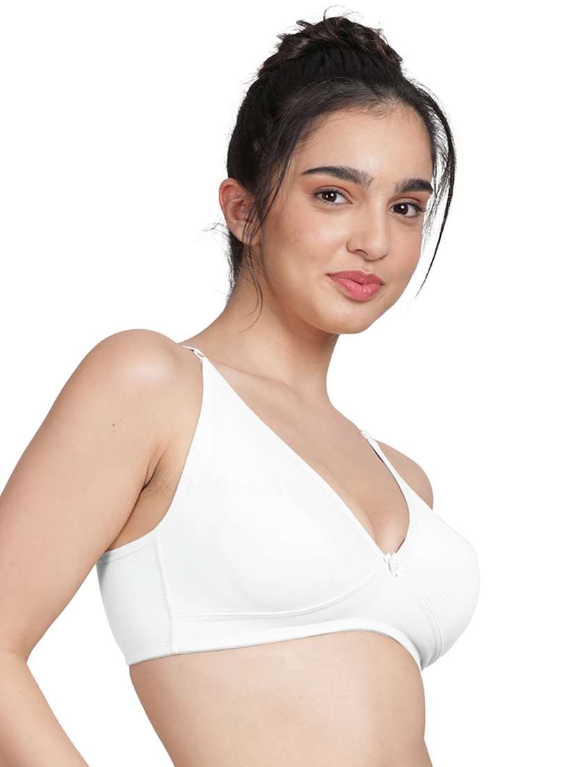 white cotton blend plunge bra - 19883192 -  Standard Image - 1