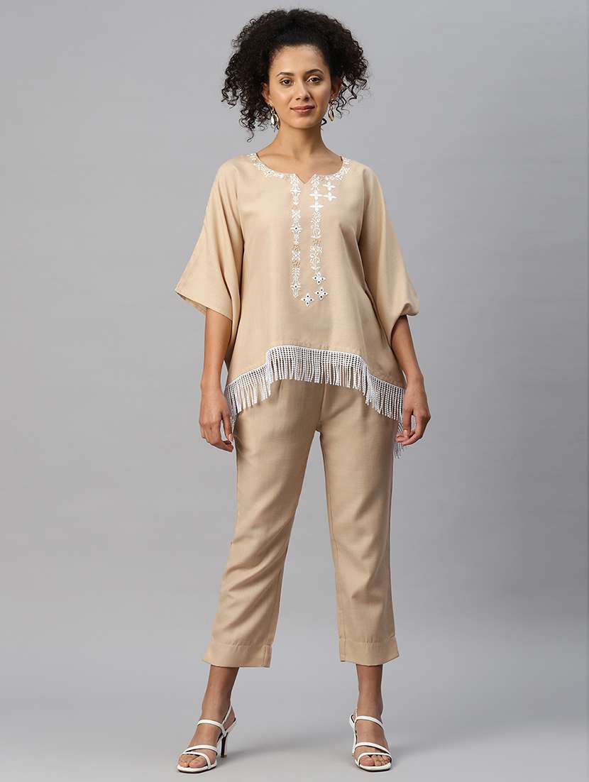 mirror work top and trouser set