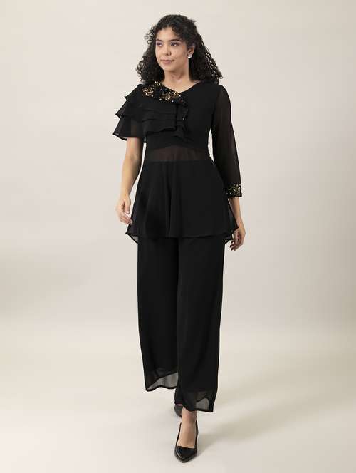 sequin work top and palazzo co-ords - 19883386 -  Standard Image - 0