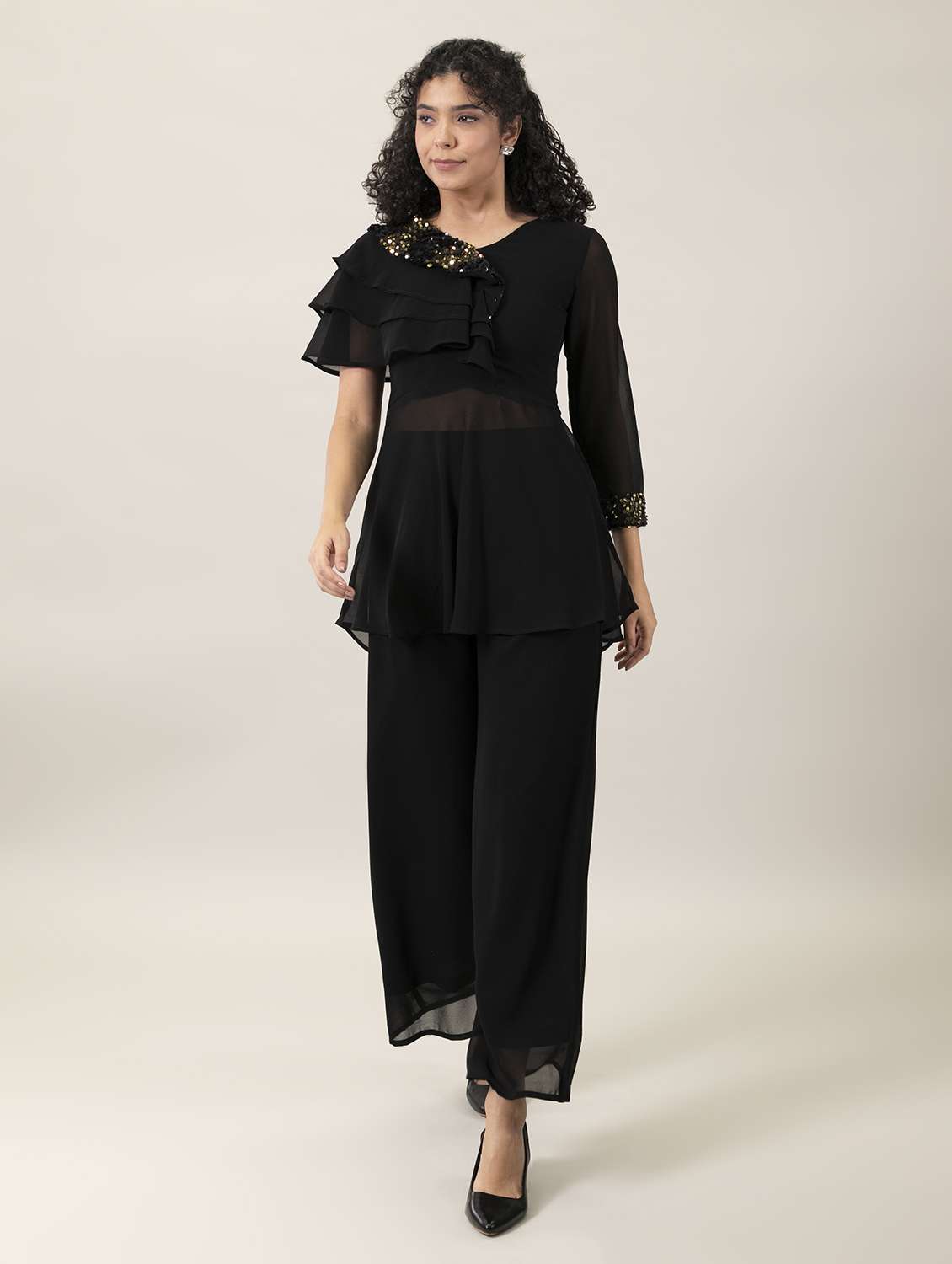 sequin work top and palazzo co-ords - 19883386 -  Zoom Image - 0