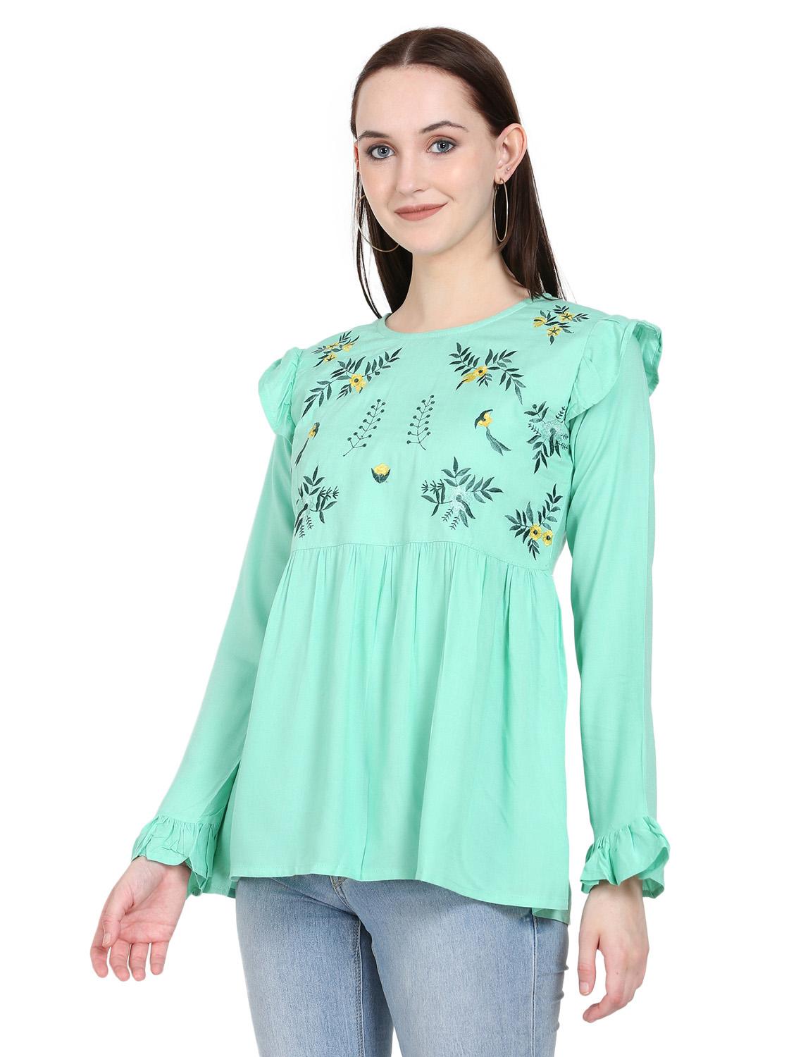 women's peplum round neck top - 19885394 - Standard Image - 1