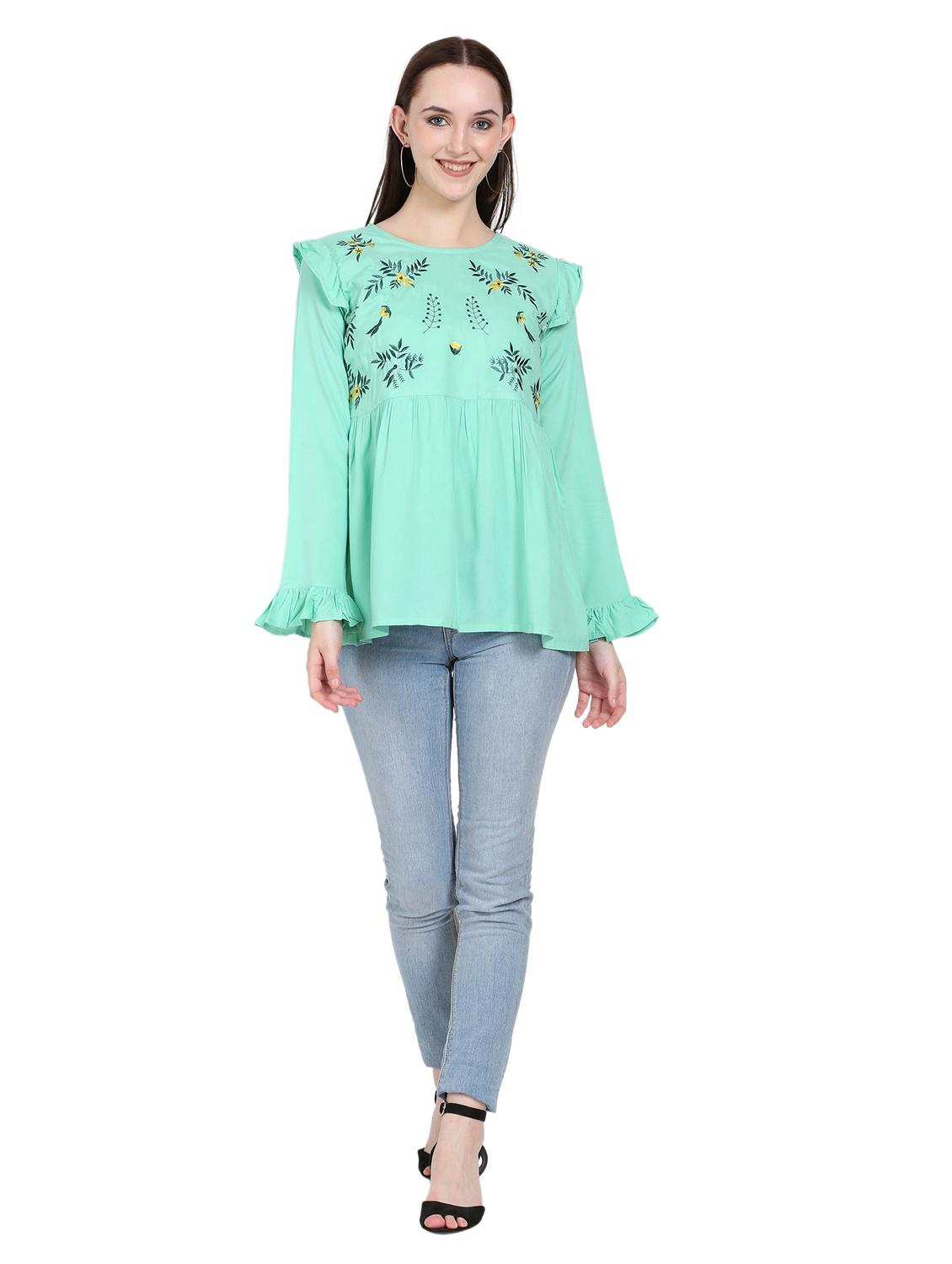 women's peplum round neck top - 19885394 - Standard Image - 4