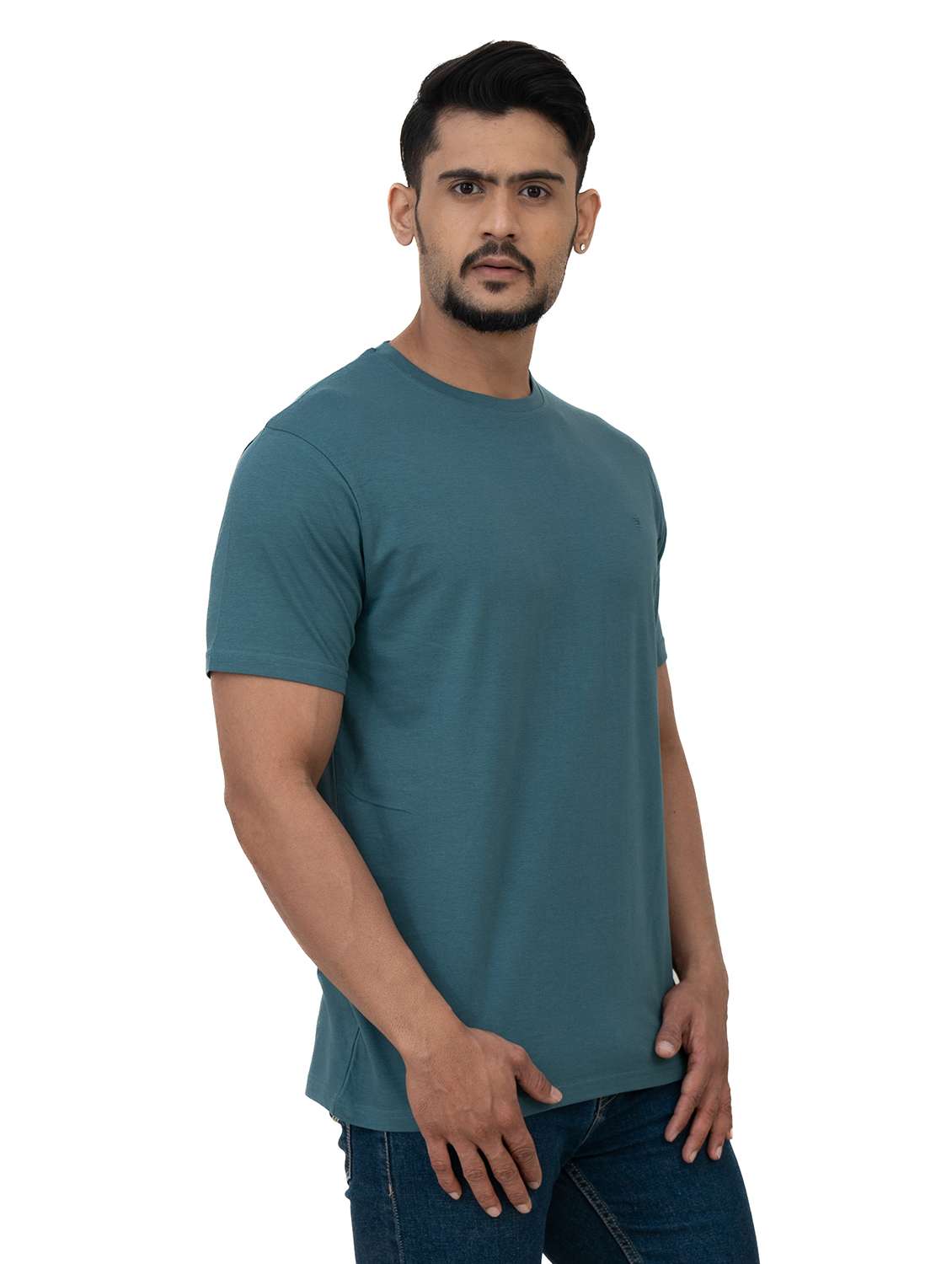 round neck solid cotton t-shirt - 19889770 - Standard Image - 1