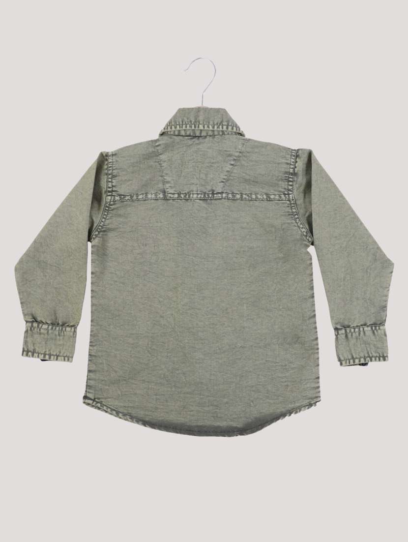 boys grey printed long sleeves denim shirt - 19890594 -  Standard Image - 1