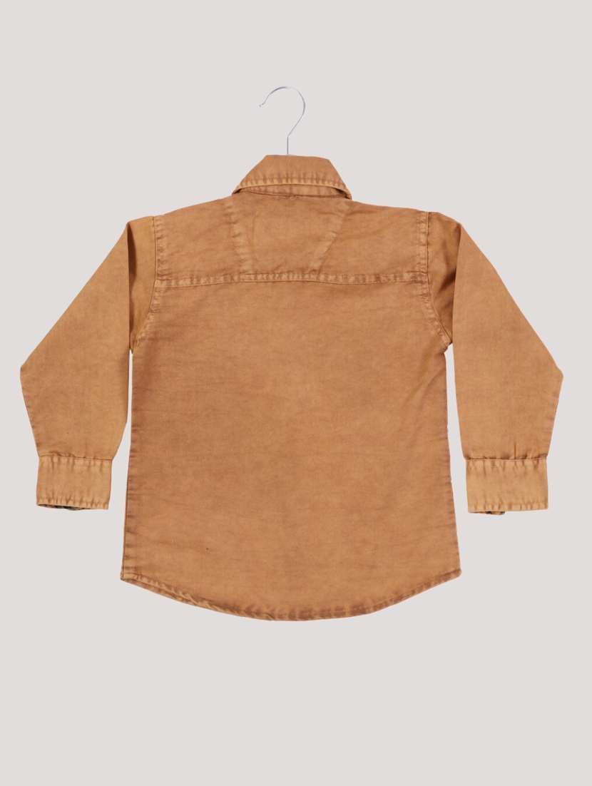boys brown printed long sleeves denim shirt - 19890597 -  Standard Image - 1