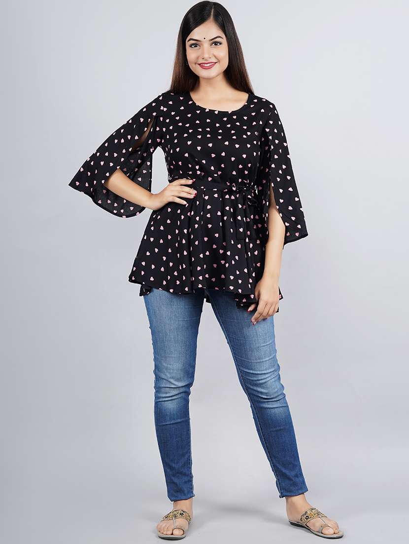 women's peplum round neck top - 19891592 -  Standard Image - 1