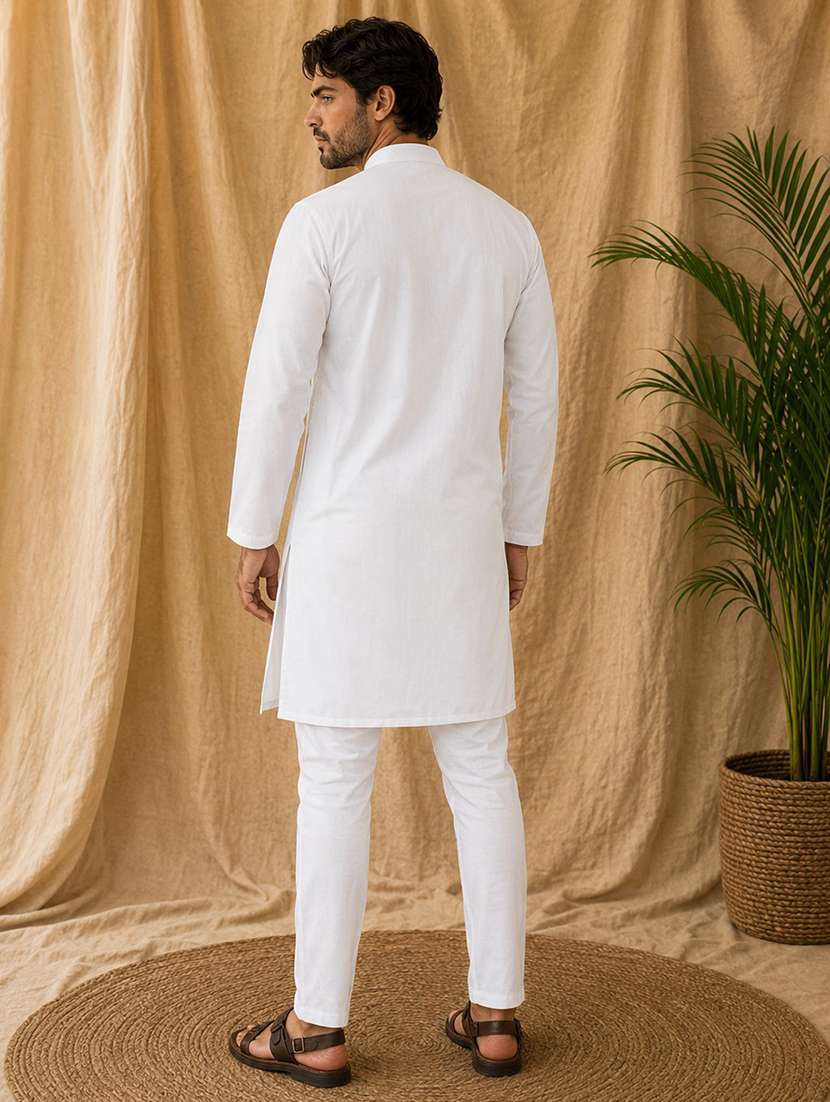 men pack of 2 solid kurta pyjama set - 19892998 -  Standard Image - 4