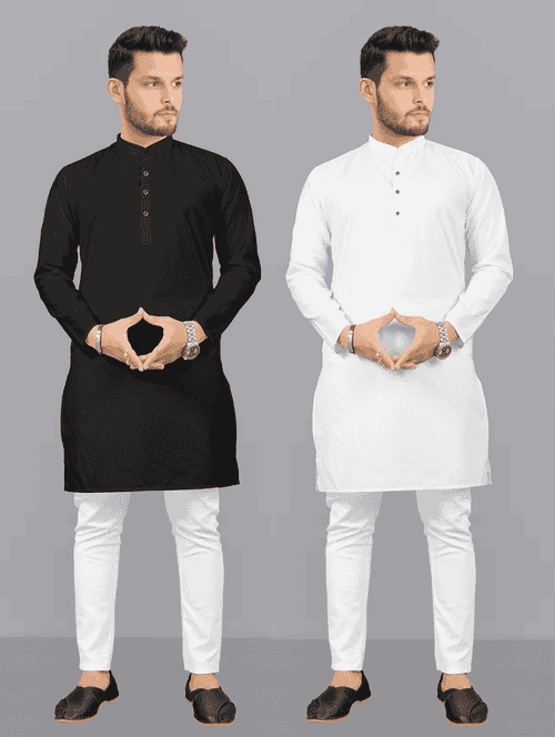 pack of 2 solid kurta pyjama sets