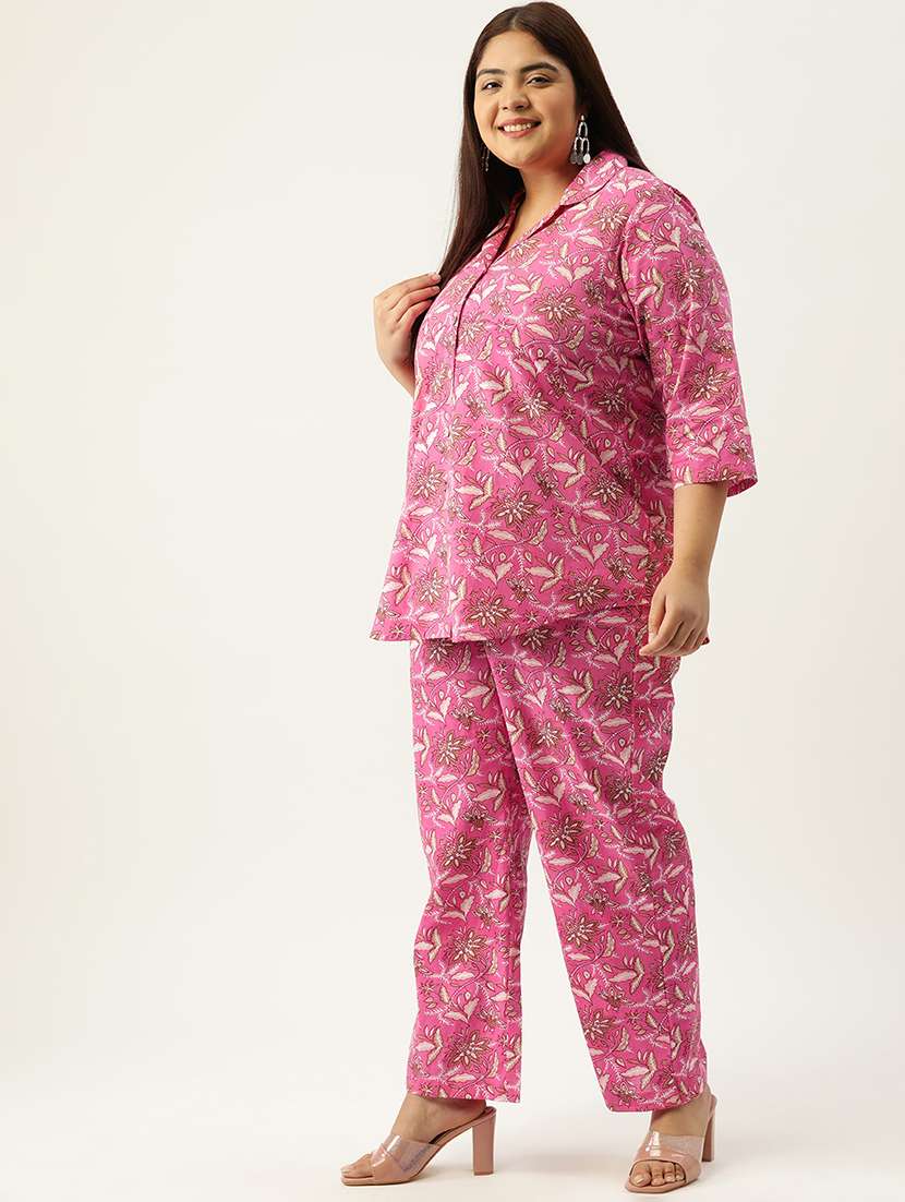 printed top and culottes plus size sets - 19893229 -  Standard Image - 1