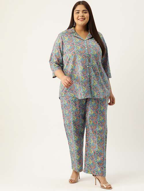 printed top and culottes plus size sets - 19893230 -  Standard Image - 0