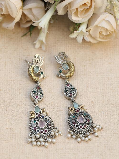 grey brass drop earring - 19895029 -  Standard Image - 0