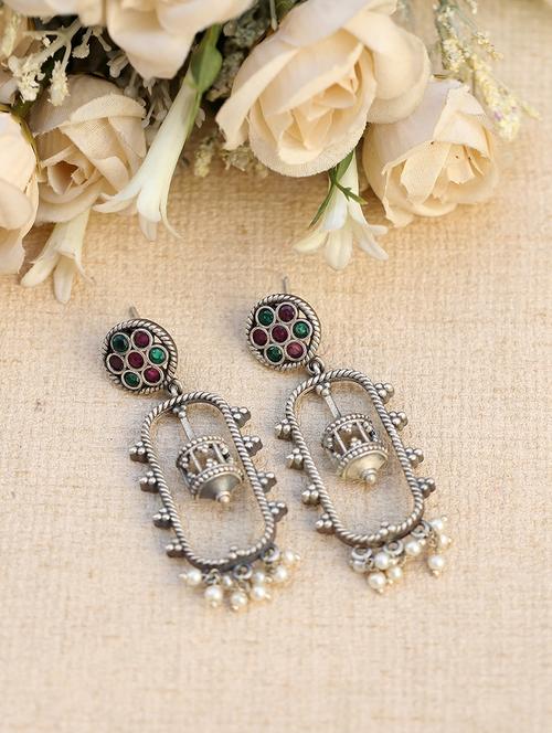 silver brass drop earring - 19895030 -  Standard Image - 0