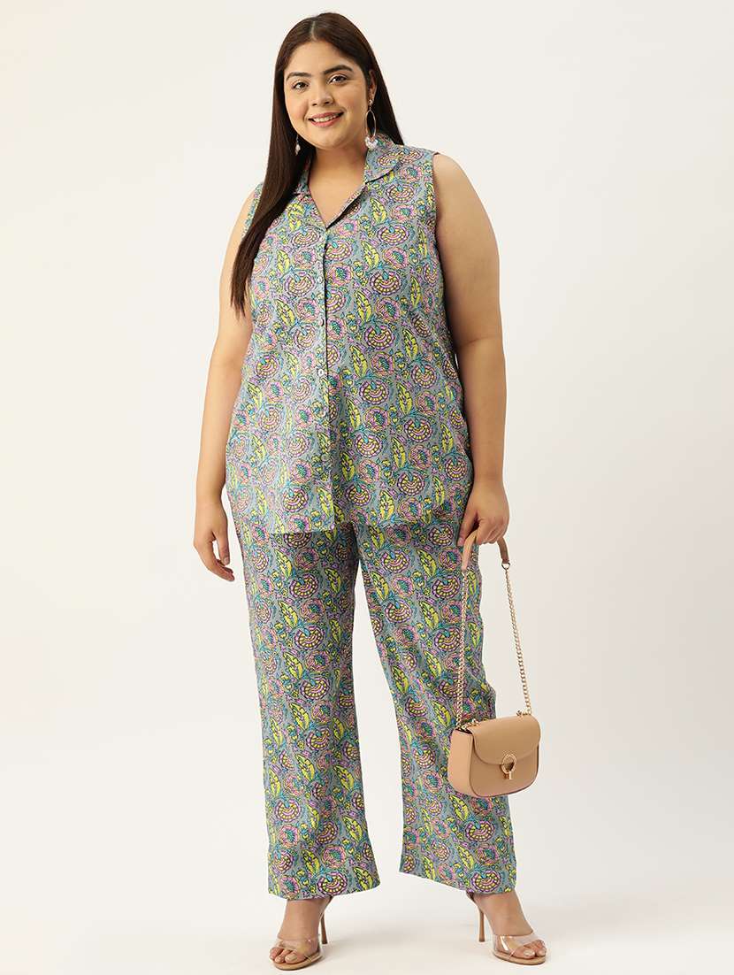 printed top and culottes plus size sets - 19895052 -  Standard Image - 1